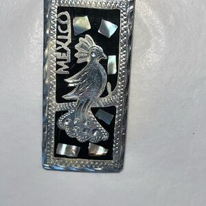 Alpaca Silver and Black Mexican Bird Money Clip